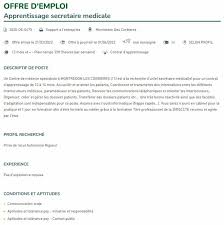 emploi secrétaire médicale